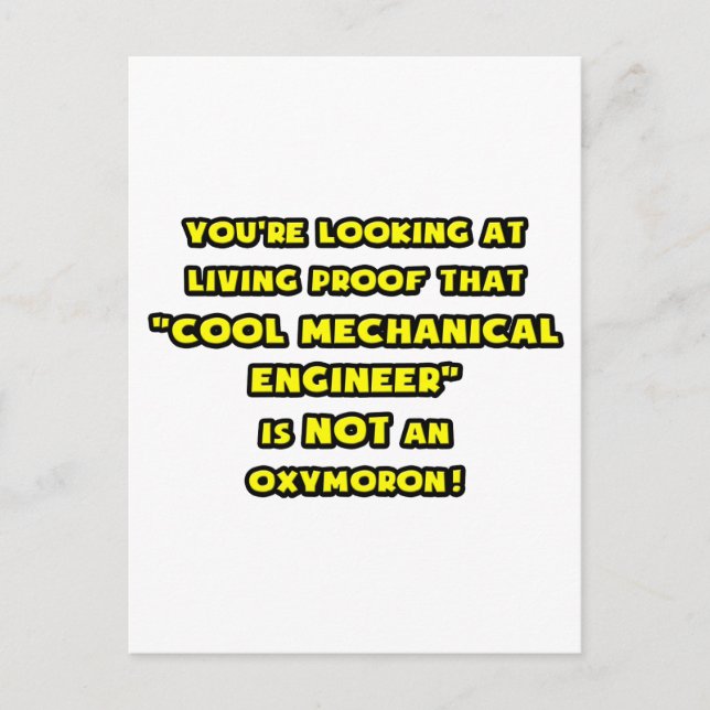 Carte Postale L'ingénieur mécanique cool n'est pas un oxymoron (Devant)