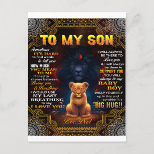 Carte Postale Lion à mon fils Parfois c'est dur papa