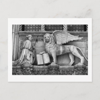 CARTE POSTALE LION À VENT DE VENISE B/W