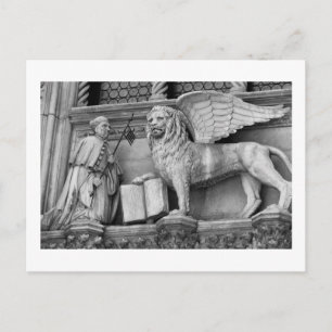 CARTE POSTALE LION À VENT DE VENISE B/W