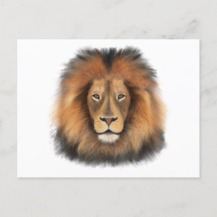 Carte Postale lion aquarelle Leo roi safari animal jungle chat 