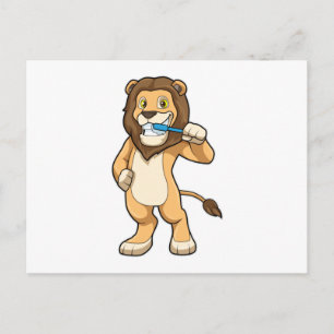 Carte Postale Lion avec brosse à dents