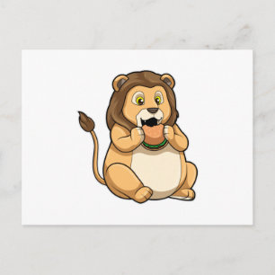 Carte Postale Lion avec Burger