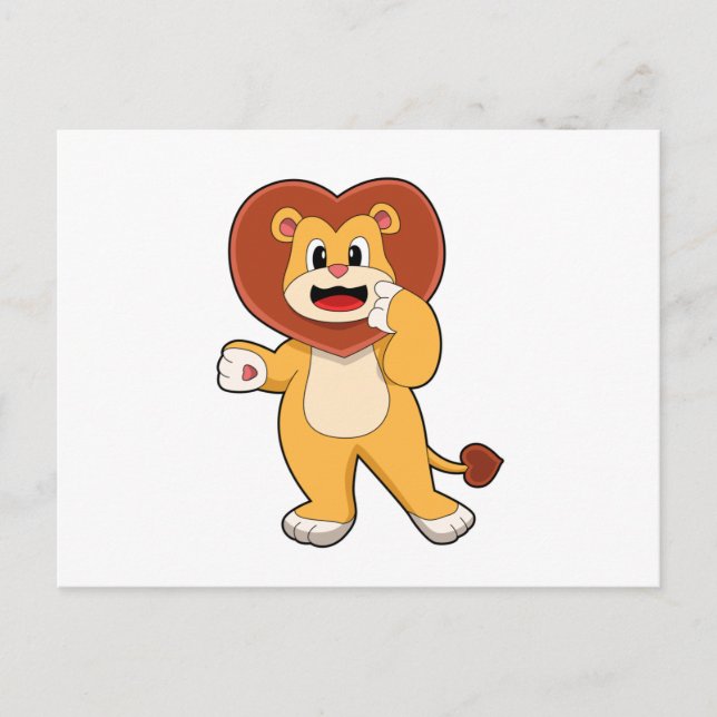 Carte Postale Lion avec coeur (Devant)