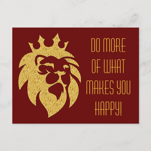 Carte Postale Lion Avec Couronne - Style Or 1 (Devant)