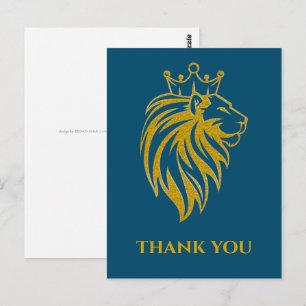 Carte Postale Lion Avec Couronne - Style Or 2