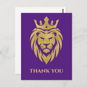 Carte Postale Lion Avec Couronne - Style Or 3