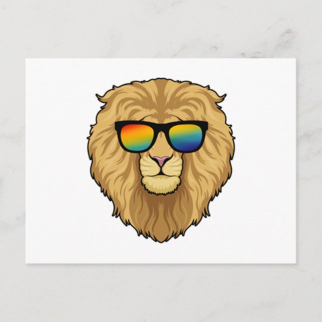 Carte Postale Lion avec Lunettes de Soleil (Devant)
