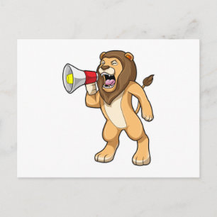 Carte Postale Lion avec microphone