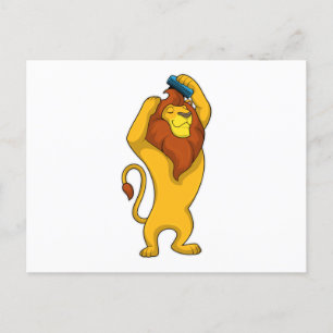 Carte Postale Lion avec peigne