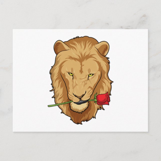 Carte Postale Lion avec Rose (Devant)