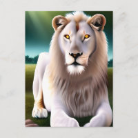 Lion Blanc Majestueux Yeux Dorés Art Éthéré