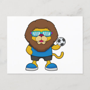 Carte Postale Lion comme joueur de football avec Soccer
