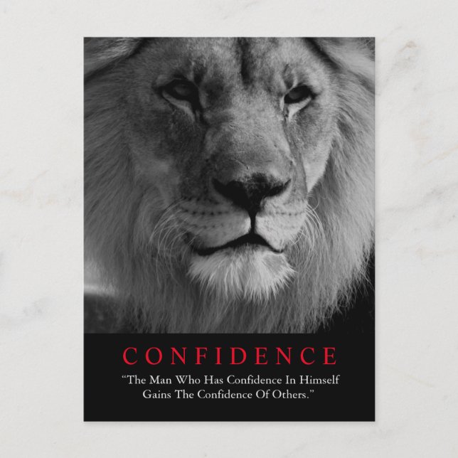 Carte Postale Lion de confiance noir blanc inspiré (Devant)