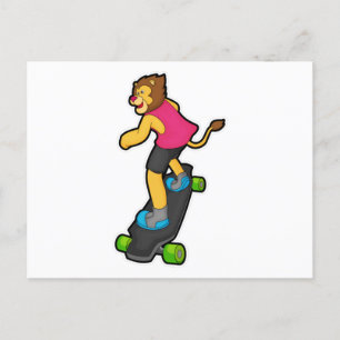 Carte Postale Lion en Skateboard avec Skateboard