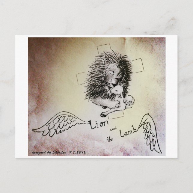 Carte Postale Lion et agneau (Devant)