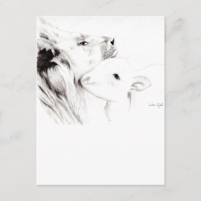 Carte Postale Lion et agneau (Devant)