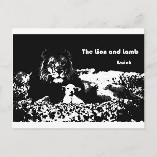 Carte Postale Lion et agneau noir et blanc