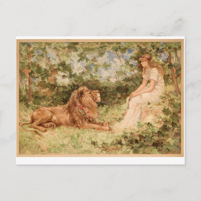 Carte Postale Lion et jeune fille (Devant)