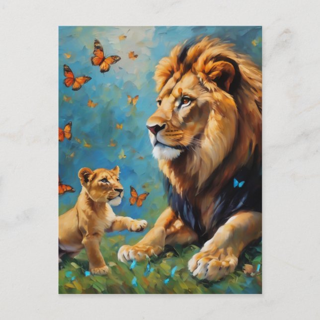 Carte Postale Lion Et Petit (Devant)