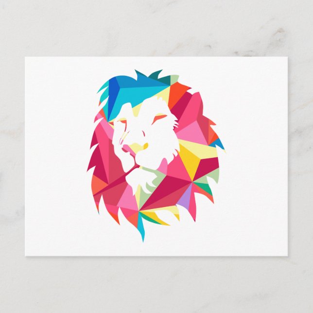 Carte Postale Lion géomatrique triangulaire (Devant)
