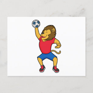 Carte Postale Lion Handball player Handball