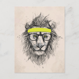 Carte Postale Lion hipster (arrière - plan léger)