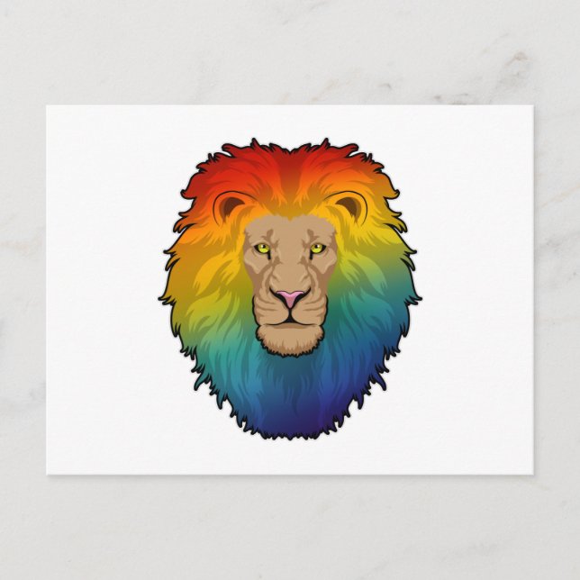 Carte Postale Lion in Rainbow Colours (Devant)