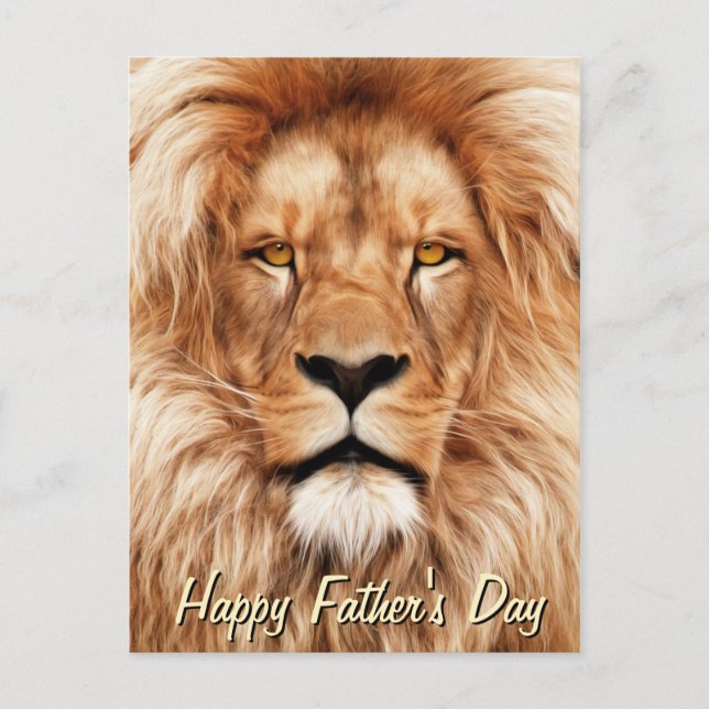 Carte Postale Lion Le Roi Fête des pères de peinture photo (Devant)