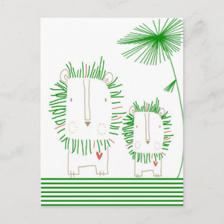 Carte Postale Lion minimaliste - Vert