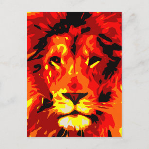 Carte Postale Lion rouge fierce
