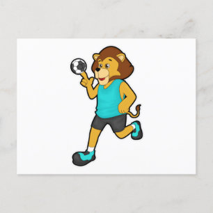Carte Postale Lion sur Handball avec Handball