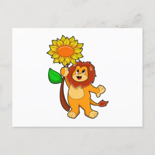 Carte Postale Lion with Flower
