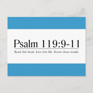 Carte Postale Lire la Bible Psaume 119:9-11