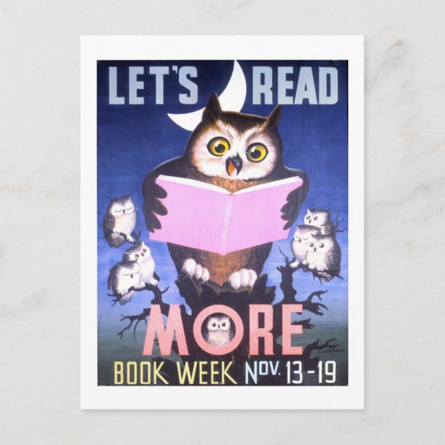 Carte Postale "Lire plus" Semaine du livre de Owl (Devant)