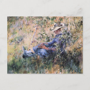 Carte Postale Lire sous la Hawthorne en fleurs Bush