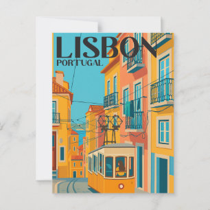 Carte Postale Lisbonne Portugal Tramway Voyage Rétro