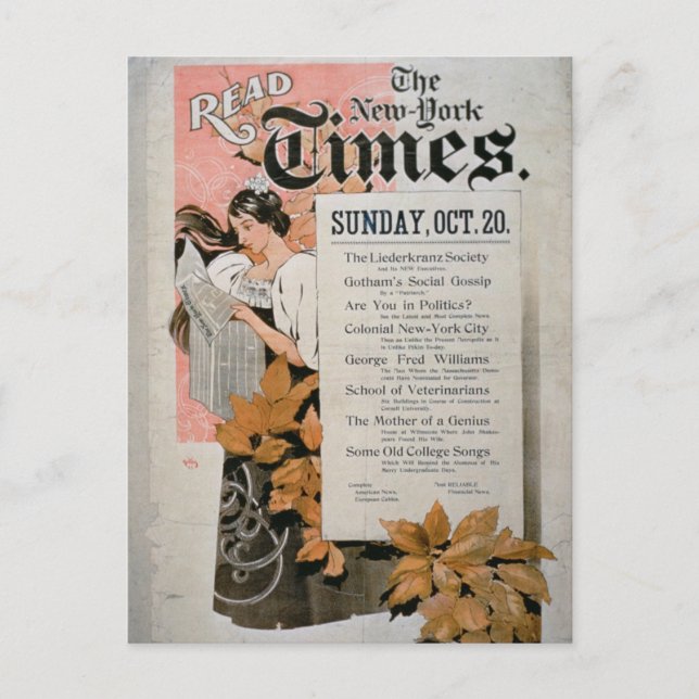 Carte Postale 'Lisez le New York Times' (litho couleur) (Devant)