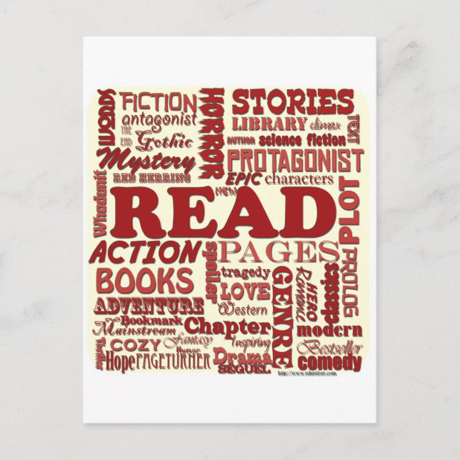 Carte Postale Lisez tout à ce sujet rouge! (Devant)