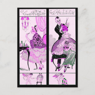 CARTE POSTALE LISTE DES CHEVEUX, SALON DE BEAUTÉ MODE MASQUER AR