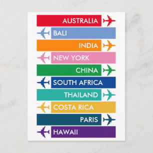 Carte Postale Liste des compartiments de voyage colorés