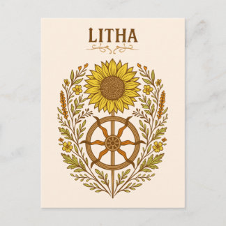 Carte Postale Litha Tournesol Roue Solstice d'été Céleste 