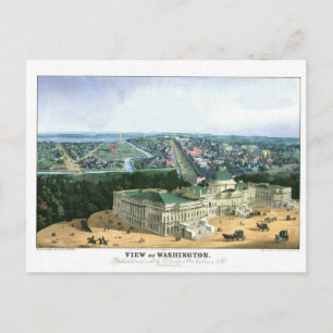 Carte Postale Lithographie couleur 1852 - Vue de Washington