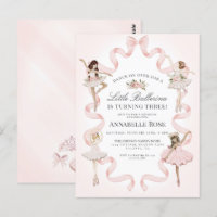 Little Ballerina Girl Ballet Anniversaire Invitati