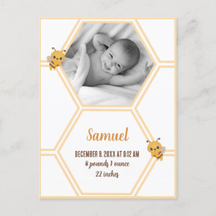 Carte Postale Little Bee Baby Stats de naissance