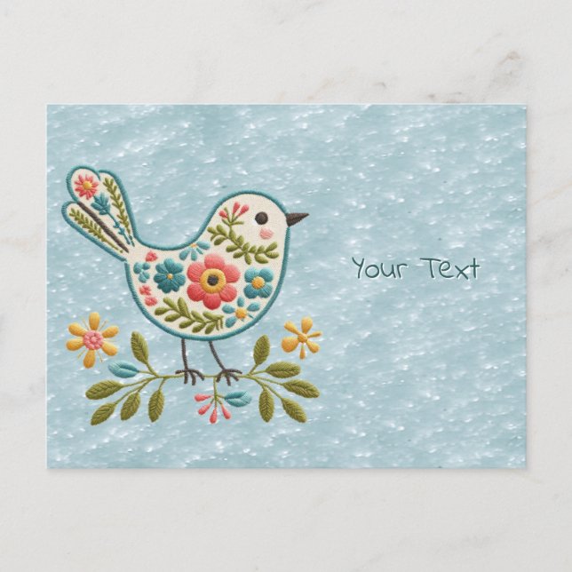 Carte postale Little Bird Floral Green Feuilles (Devant)
