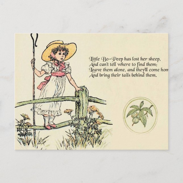 Carte Postale Little Bo-Peep : Pépinière classique Kate Greenawa (Devant)