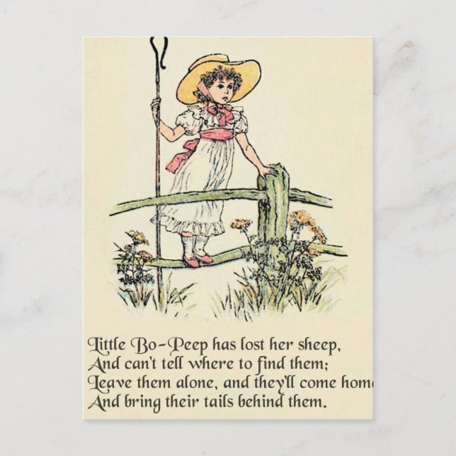 Carte Postale Little Bo-Peep : Pépinière classique Kate Greenawa (Devant)