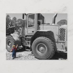 Carte Postale Little Boy and a Tractor Thank You Postcard