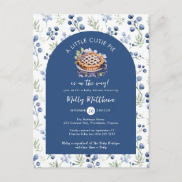 Carte Postale Little Cutie Pie Blue Baby shower Floral